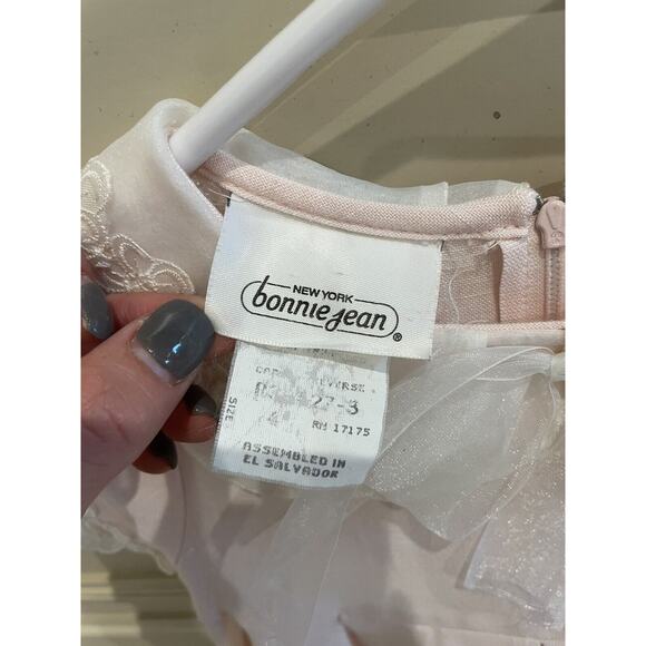 Vintage Bonnie Jean Girls Pink Pleated Collared Dress Chiffon & Lace EUC Size‎ 4 - Picture 3 of 6